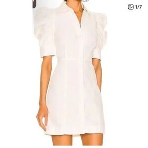 Frame Denim Cream Puff Sleeve Mini Dress